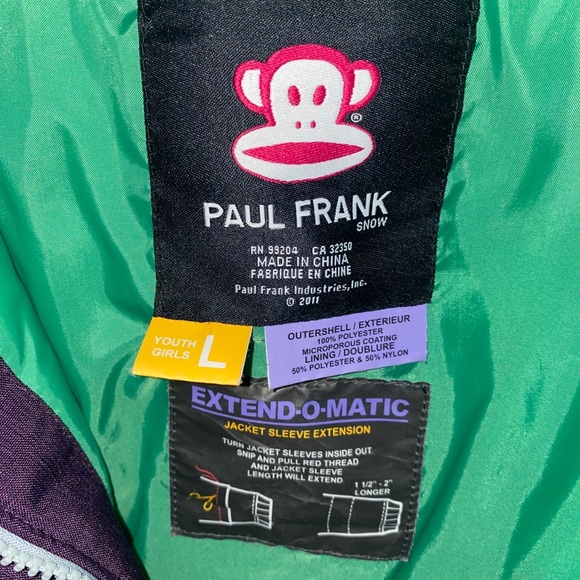 Girls paul frank snowboarding jacket Sz large - Picture 3 of 5